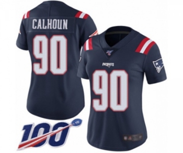 Women's New England Patriots #90 Shilique Calhoun Limited Navy Blue Rush Vapor Untouchable 100th Season Football Jersey