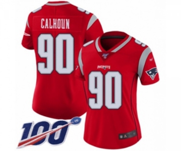 Women's New England Patriots #90 Shilique Calhoun Limited Red Inverted Legend 100th Season Football Jersey