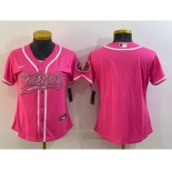 Women's New England Patriots Blank Pink With Patch Cool Base Stitched Baseball Jersey