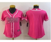 Women's New England Patriots Blank Pink With Patch Cool Base Stitched Baseball Jersey