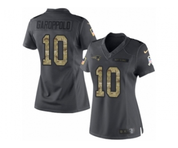 Women's Nike New England Patriots #10 Jimmy Garoppolo Limited Black 2016 Salute to Service NFL Jersey