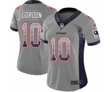 Women's Nike New England Patriots #10 Josh Gordon Limited Gray Rush Drift Fashion NFL Jersey