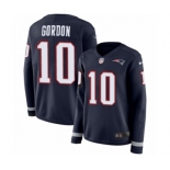 Women's Nike New England Patriots #10 Josh Gordon Limited Navy Blue Therma Long Sleeve NFL Jersey