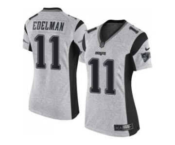 Women's Nike New England Patriots #11 Julian Edelman Gray Stitched NFL Limited Gridiron Gray II Jersey