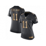 Women's Nike New England Patriots #11 Julian Edelman Limited Black Gold Salute to Service NFL Jersey