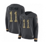 Women's Nike New England Patriots #11 Julian Edelman Limited Black Salute to Service Therma Long Sleeve NFL Jersey