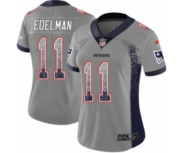 Women's Nike New England Patriots #11 Julian Edelman Limited Gray Rush Drift Fashion NFL Jersey