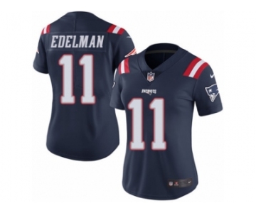 Women's Nike New England Patriots #11 Julian Edelman Limited Navy Blue Rush NFL Jersey