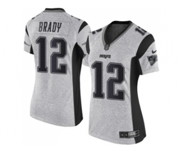 Women's Nike New England Patriots #12 Tom Brady Gray Stitched NFL Limited Gridiron Gray II Jersey