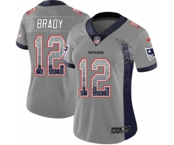 Women's Nike New England Patriots #12 Tom Brady Limited Gray Rush Drift Fashion NFL Jersey