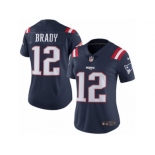 Women's Nike New England Patriots #12 Tom Brady Limited Navy Blue Rush NFL Jersey