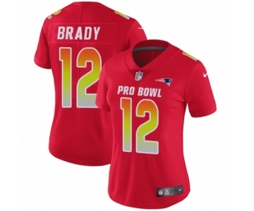 Women's Nike New England Patriots #12 Tom Brady Limited Red AFC 2019 Pro Bowl NFL Jersey