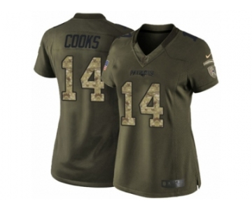 Women's Nike New England Patriots #14 Brandin Cooks Limited Green Salute to Service NFL Jersey