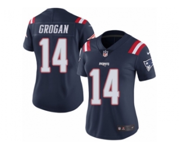 Women's Nike New England Patriots #14 Steve Grogan Limited Navy Blue Rush NFL Jersey