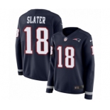 Women's Nike New England Patriots #18 Matthew Slater Limited Navy Blue Therma Long Sleeve NFL Jersey