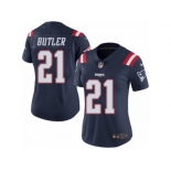 Women's Nike New England Patriots #21 Malcolm Butler Limited Navy Blue Rush NFL Jersey