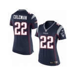 Women's Nike New England Patriots #22 Justin Coleman Limited Navy Blue Team Color NFL Jersey