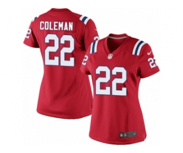 Women's Nike New England Patriots #22 Justin Coleman Limited Red Alternate NFL Jersey