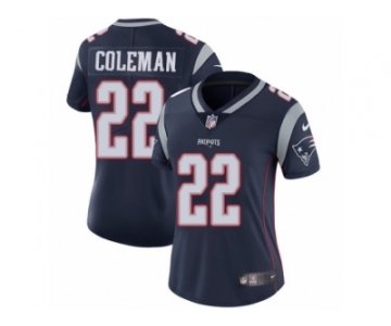 Women's Nike New England Patriots #22 Justin Coleman Vapor Untouchable Limited Navy Blue Team Color NFL Jersey