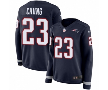 Women's Nike New England Patriots #23 Patrick Chung Limited Navy Blue Therma Long Sleeve NFL Jersey