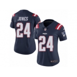 Women's Nike New England Patriots #24 Cyrus Jones Limited Navy Blue Rush NFL Jersey