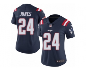 Women's Nike New England Patriots #24 Cyrus Jones Limited Navy Blue Rush NFL Jersey