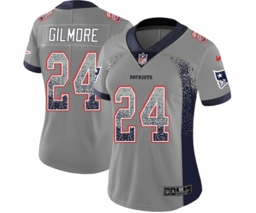 Women's Nike New England Patriots #24 Stephon Gilmore Limited Gray Rush Drift Fashion NFL Jersey