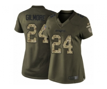 Women's Nike New England Patriots #24 Stephon Gilmore Limited Green Salute to Service NFL Jersey