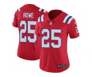 Women's Nike New England Patriots #25 Eric Rowe Vapor Untouchable Limited Red Alternate NFL Jersey