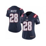 Women's Nike New England Patriots #28 James White Limited Navy Blue Rush NFL Jersey