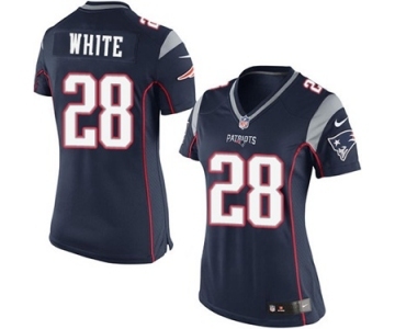 Women's Nike New England Patriots #28 James White Navy Blue Team Color NFL Jersey