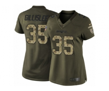 Women's Nike New England Patriots #35 Mike Gillislee Limited Green Salute to Service NFL Jersey