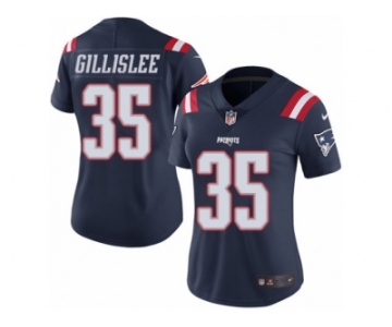 Women's Nike New England Patriots #35 Mike Gillislee Limited Navy Blue Rush NFL Jersey