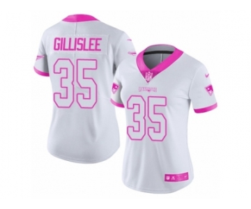 Women's Nike New England Patriots #35 Mike Gillislee Limited White Pink Rush Fashion NFL Jersey