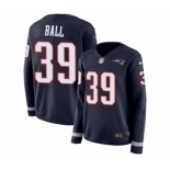 Women's Nike New England Patriots #39 Montee Ball Limited Navy Blue Therma Long Sleeve NFL Jersey