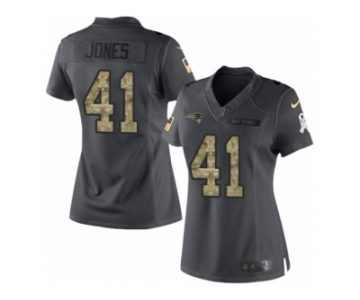 Women's Nike New England Patriots #41 Cyrus Jones Limited Black 2016 Salute to Service NFL Jersey