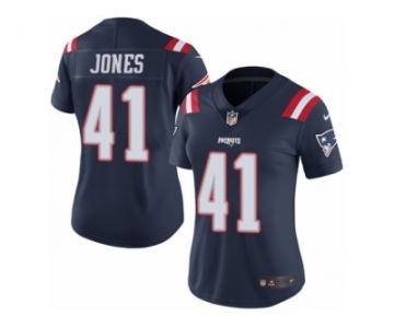 Women's Nike New England Patriots #41 Cyrus Jones Limited Navy Blue Rush NFL Jersey