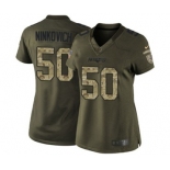 Women's Nike New England Patriots #50 Rob Ninkovich Limited Green Salute to Service NFL Jersey