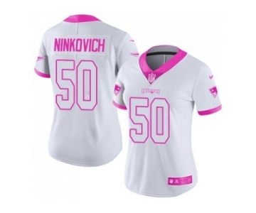 Women's Nike New England Patriots #50 Rob Ninkovich Limited Rush Fashion Pink NFL Jersey