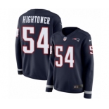 Women's Nike New England Patriots #54 Dont'a Hightower Limited Navy Blue Therma Long Sleeve NFL Jersey