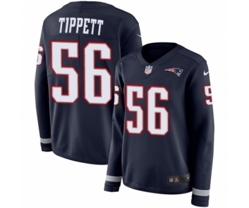 Women's Nike New England Patriots #56 Andre Tippett Limited Navy Blue Therma Long Sleeve NFL Jersey