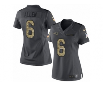 Women's Nike New England Patriots #6 Ryan Allen Limited Black 2016 Salute to Service NFL Jersey