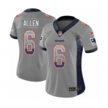 Women's Nike New England Patriots #6 Ryan Allen Limited Gray Rush Drift Fashion NFL Jersey