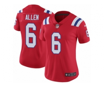 Women's Nike New England Patriots #6 Ryan Allen Vapor Untouchable Limited Red Alternate NFL Jersey