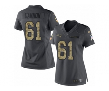 Women's Nike New England Patriots #61 Marcus Cannon Limited Black 2016 Salute to Service NFL Jersey