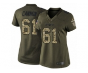 Women's Nike New England Patriots #61 Marcus Cannon Limited Green Salute to Service NFL Jersey