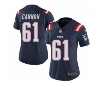 Women's Nike New England Patriots #61 Marcus Cannon Limited Navy Blue Rush NFL Jersey