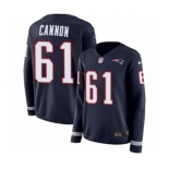 Women's Nike New England Patriots #61 Marcus Cannon Limited Navy Blue Therma Long Sleeve NFL Jersey