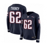 Women's Nike New England Patriots #62 Joe Thuney Limited Navy Blue Therma Long Sleeve NFL Jersey