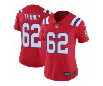 Women's Nike New England Patriots #62 Joe Thuney Vapor Untouchable Limited Red Alternate NFL Jersey